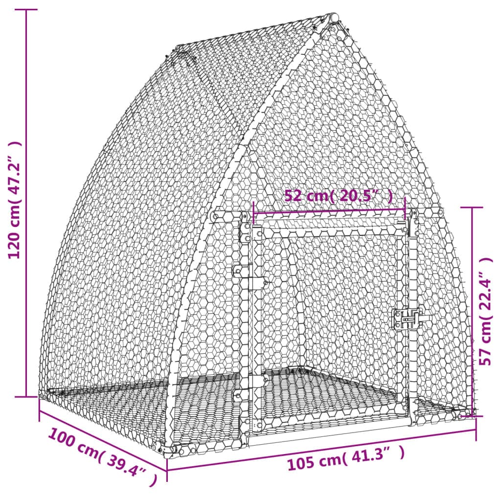 Conigliera Argento 105x100x120 cm in Acciaio Zincato — miniatura 10 di 10
