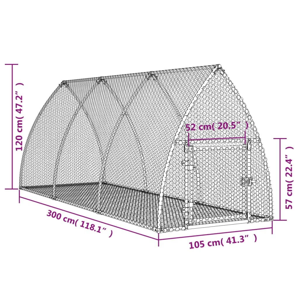 Conigliera Argento 105x300x120 cm in Acciaio Zincato — miniatura 10 di 10
