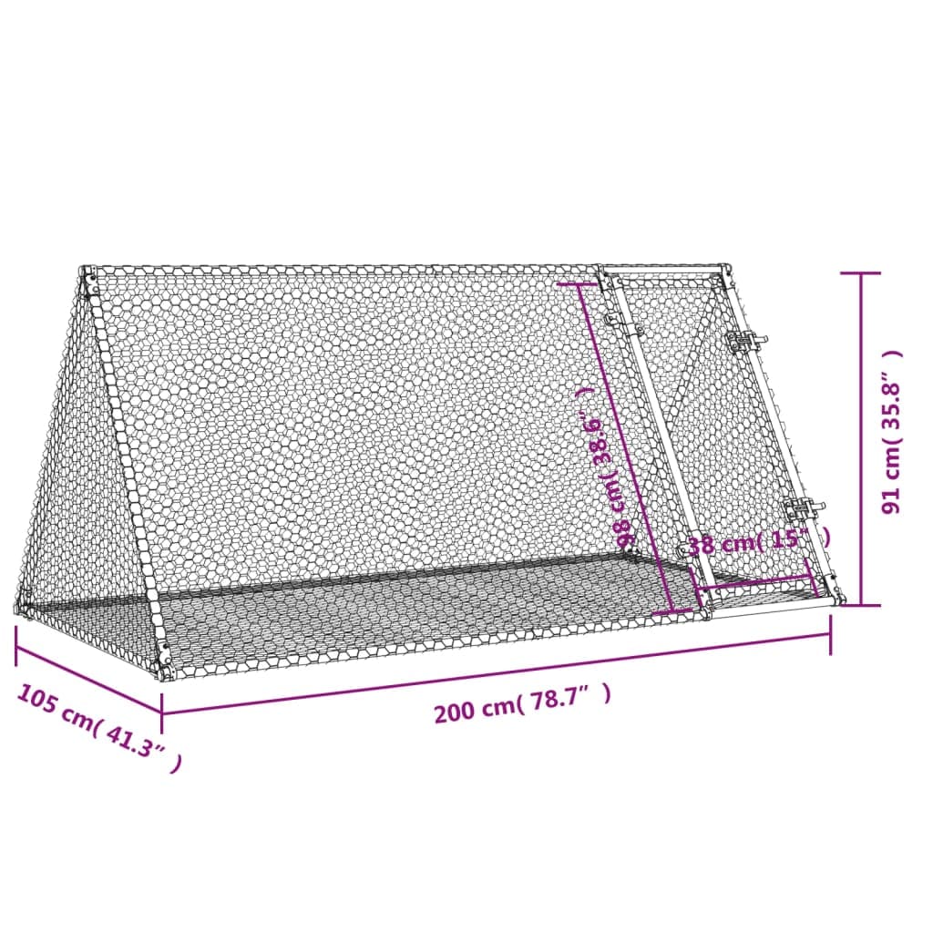 Conigliera Argento 200x105x91 cm in Acciaio Zincato — miniatura 9 di 9