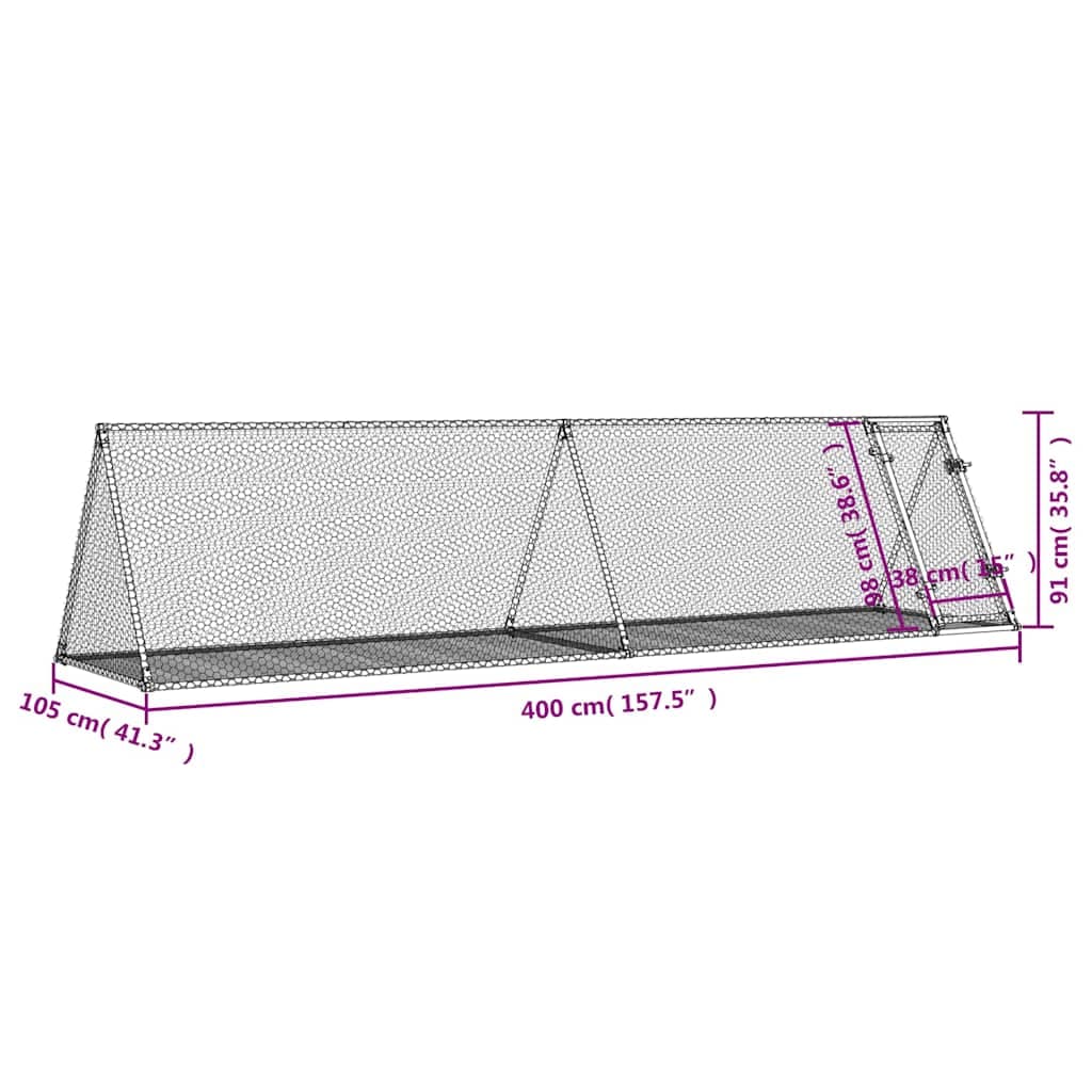 Conigliera Argento 400x105x91 cm in Acciaio Zincato — miniatura 8 di 8