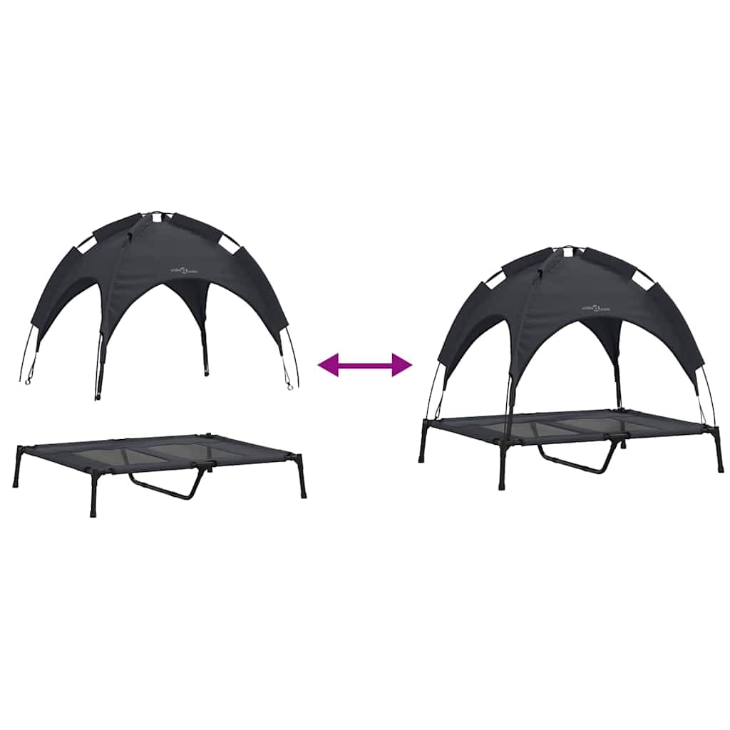 Letto per Cani Nero 92 x 77 x 82,5 cm Acciaio — miniatura 9 di 10