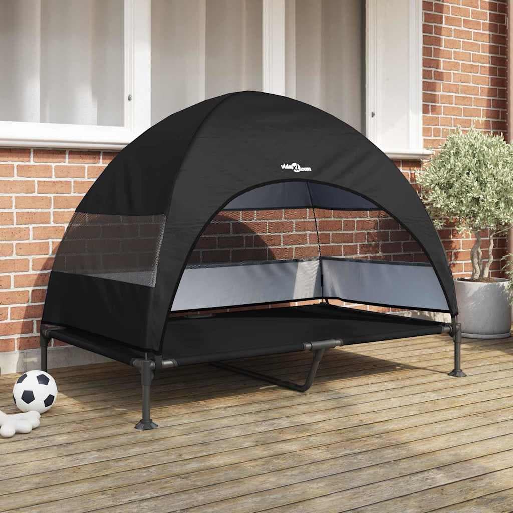 Letto per Cani Elevato 127 x 81 x 108 cm Tessuto e acciaio Nero — miniatura 1 di 10