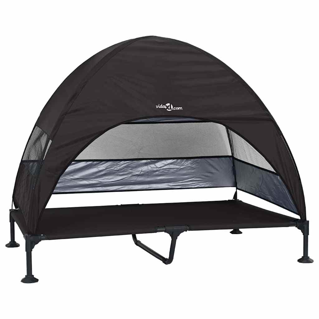 Letto per Cani Elevato 127 x 81 x 108 cm Tessuto e acciaio Nero — miniatura 2 di 10