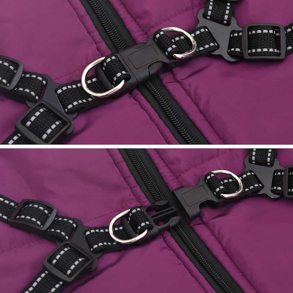 Cappotto Cani Imbracatura Impermeabile Riflettente Viola L52 — miniatura 6 di 8