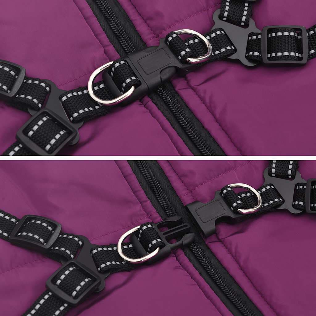 Cappotto Cani Imbracatura Impermeabile Riflettente Viola L68 — miniatura 6 di 8