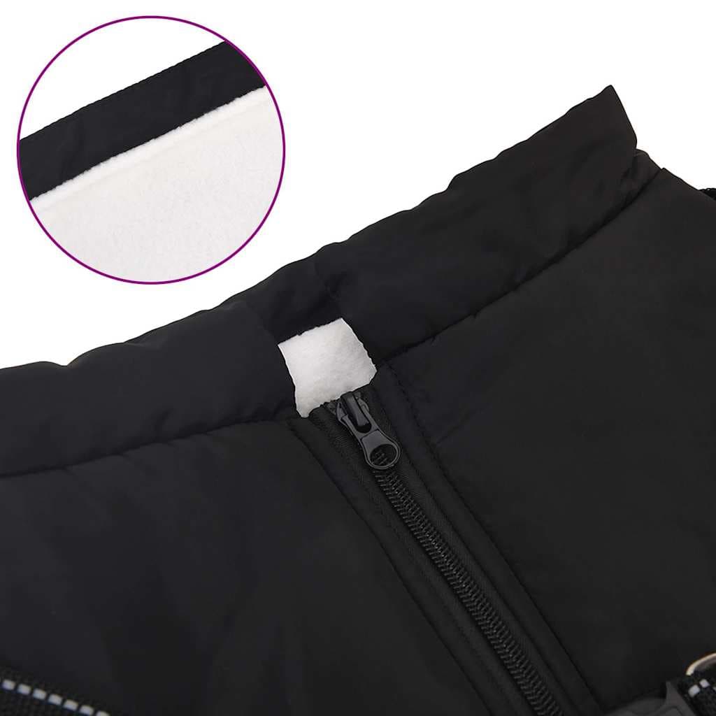 Cappotto Cani con Imbracatura Impermeabile Riflettente Nero L48 — miniatura 5 di 8