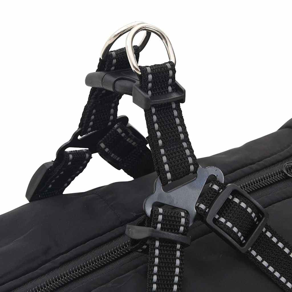 Cappotto Cani con Imbracatura Impermeabile Riflettente Nero L52 — miniatura 7 di 8