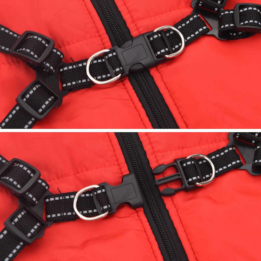 Cappotto Cani Imbracatura Impermeabile Riflettente Rosso L44 — miniatura 6 di 8
