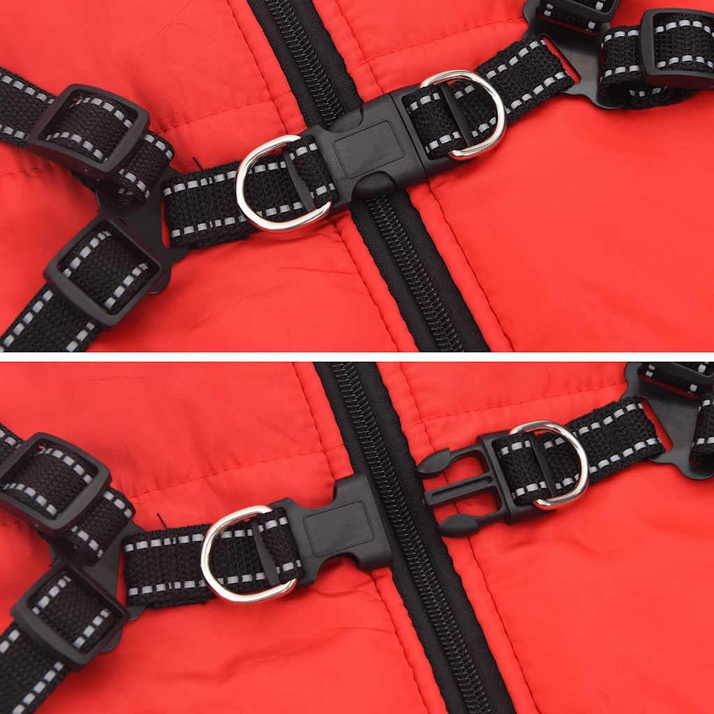 Cappotto Cani Imbracatura Impermeabile Riflettente Rosso L52 — miniatura 6 di 8