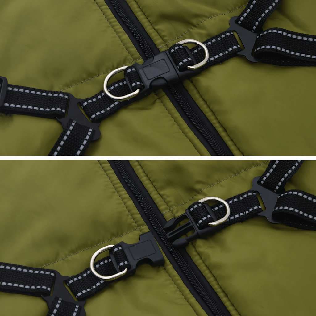 Cappotto Cani Imbracatura Impermeabile Riflettente Verde L44 — miniatura 6 di 8
