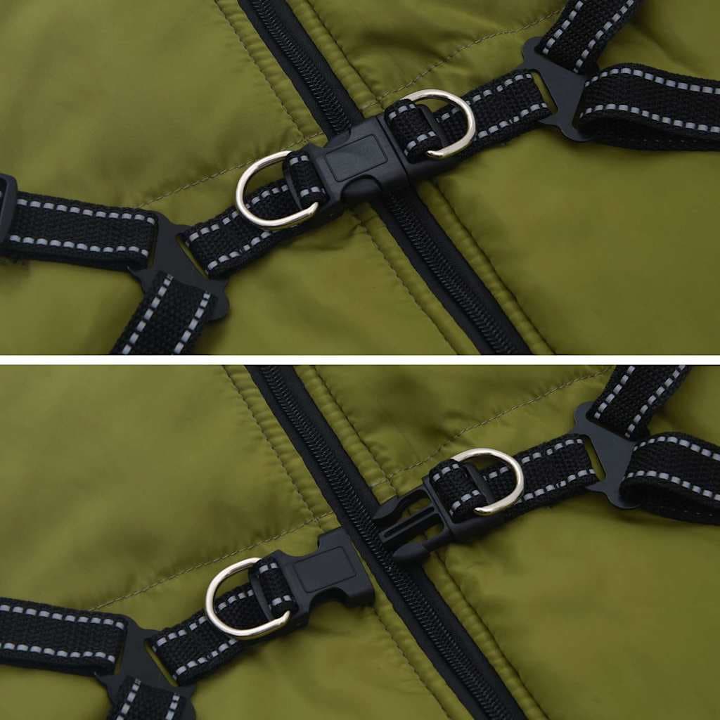 Cappotto Cani Imbracatura Impermeabile Riflettente Verde L68 — miniatura 6 di 8