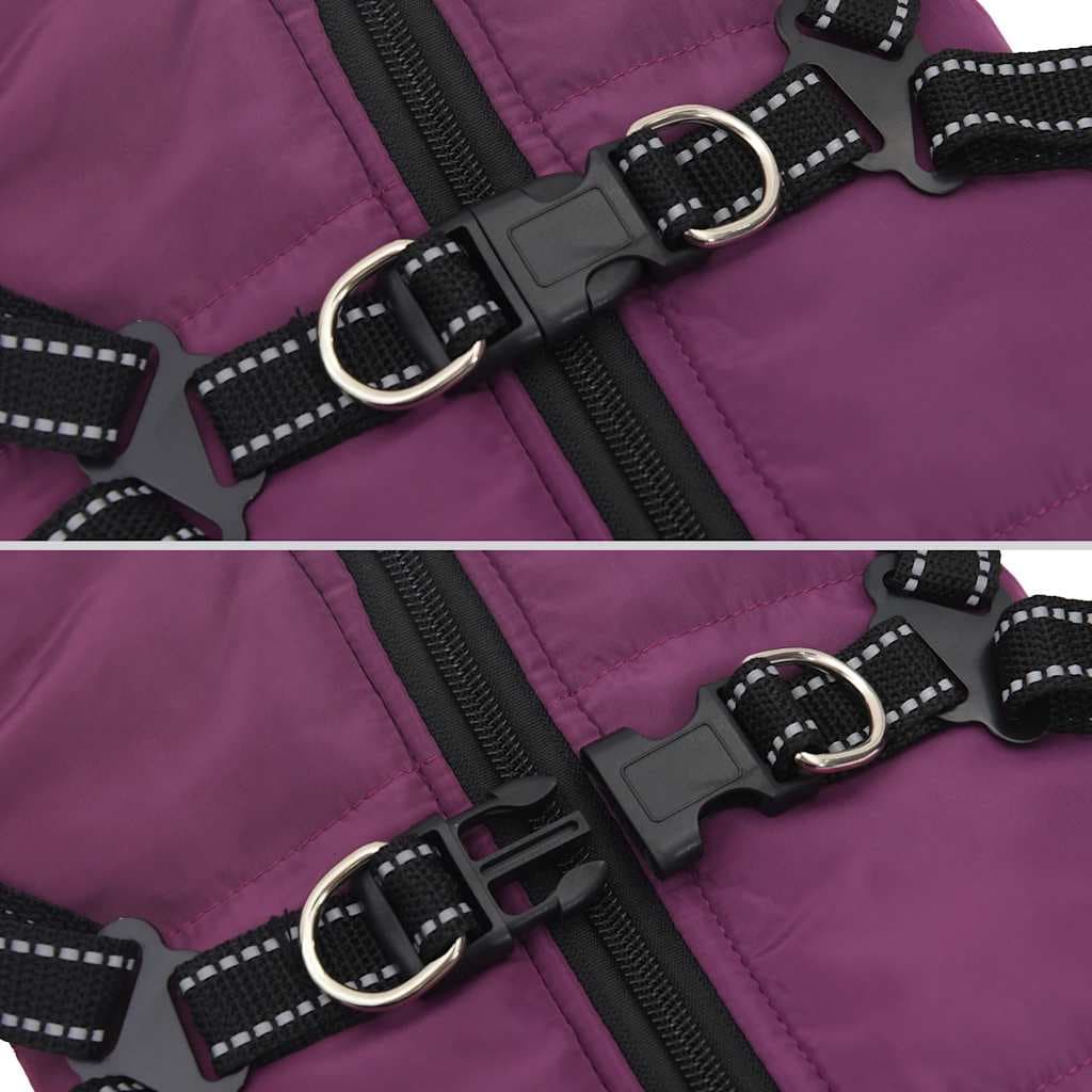 Cappotto Cani Imbracatura Impermeabile Riflettente Viola L24 — miniatura 6 di 8