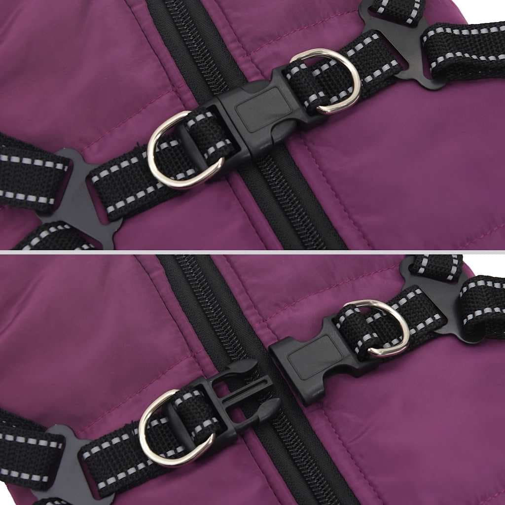 Cappotto Cani Imbracatura Impermeabile Riflettente Viola L40 — miniatura 6 di 8