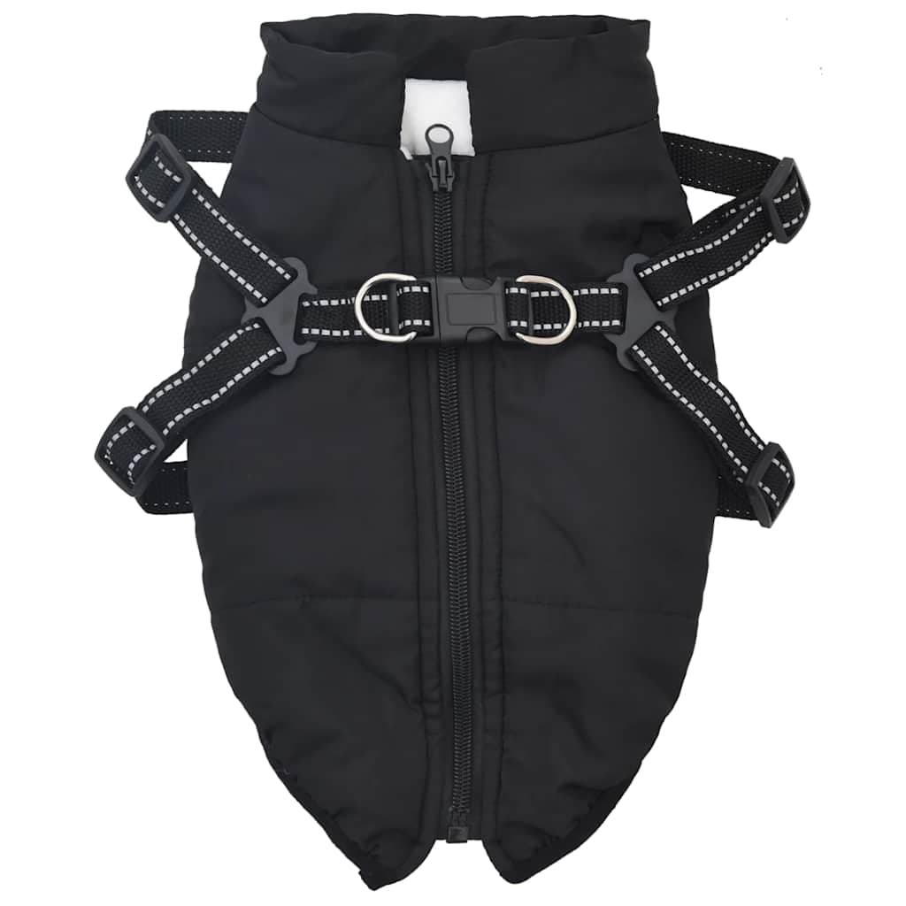 Cappotto Cani con Imbracatura Impermeabile Riflettente Nero L28 — miniatura 1 di 8