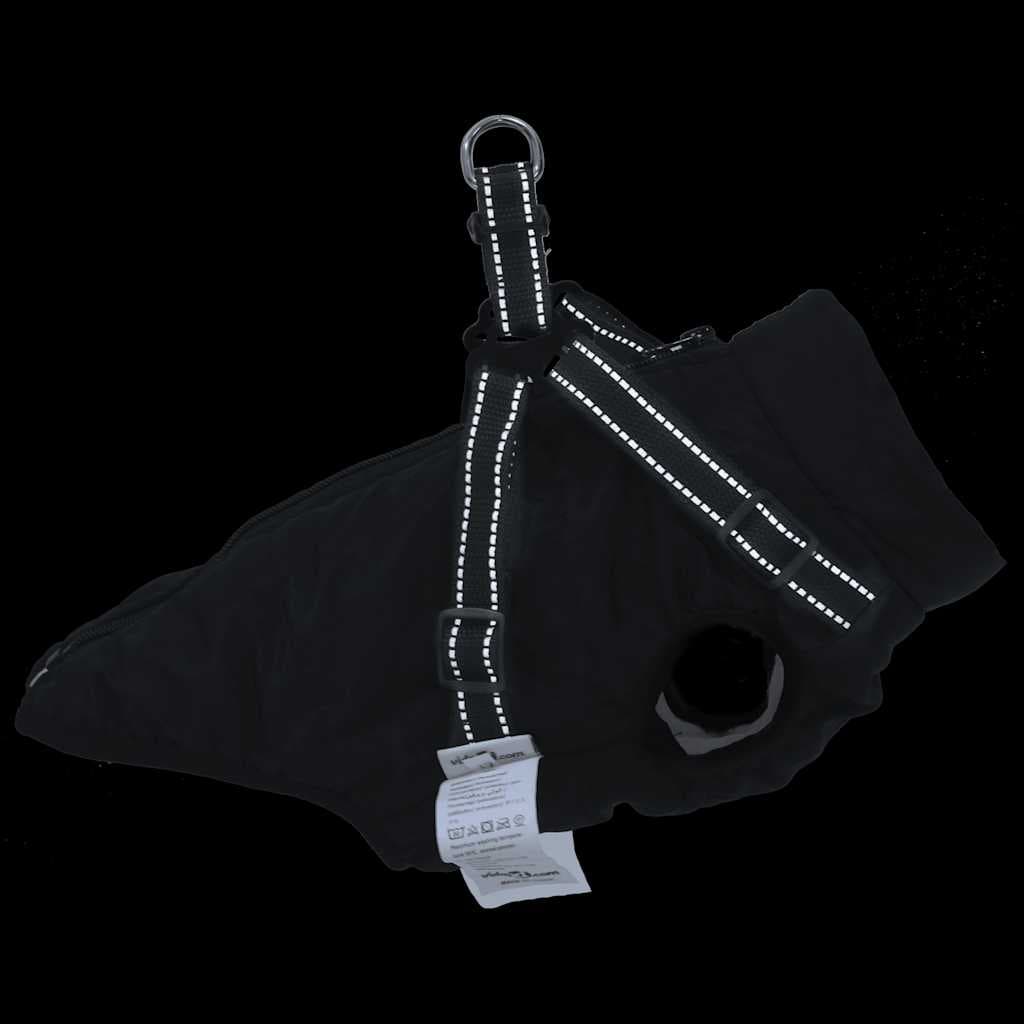 Cappotto Cani con Imbracatura Impermeabile Riflettente Nero L28 — miniatura 4 di 8