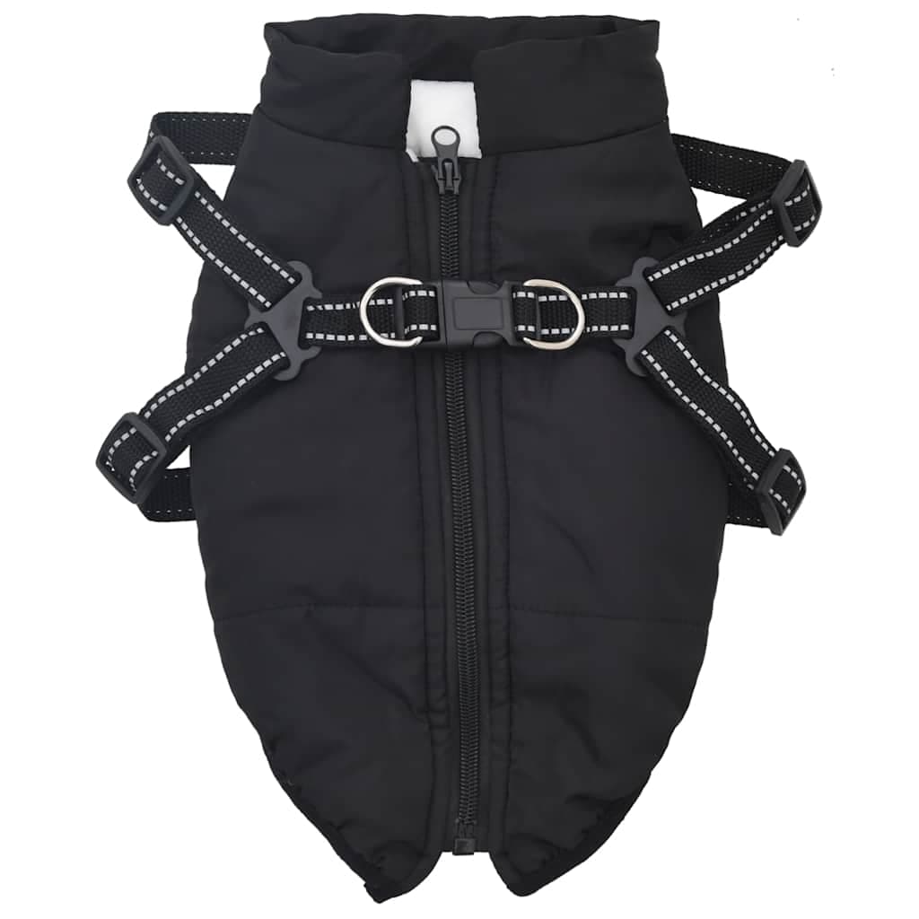 Cappotto Cani con Imbracatura Impermeabile Riflettente Nero L32 — miniatura 1 di 8