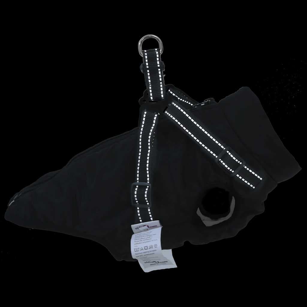 Cappotto Cani con Imbracatura Impermeabile Riflettente Nero L32 — miniatura 4 di 8