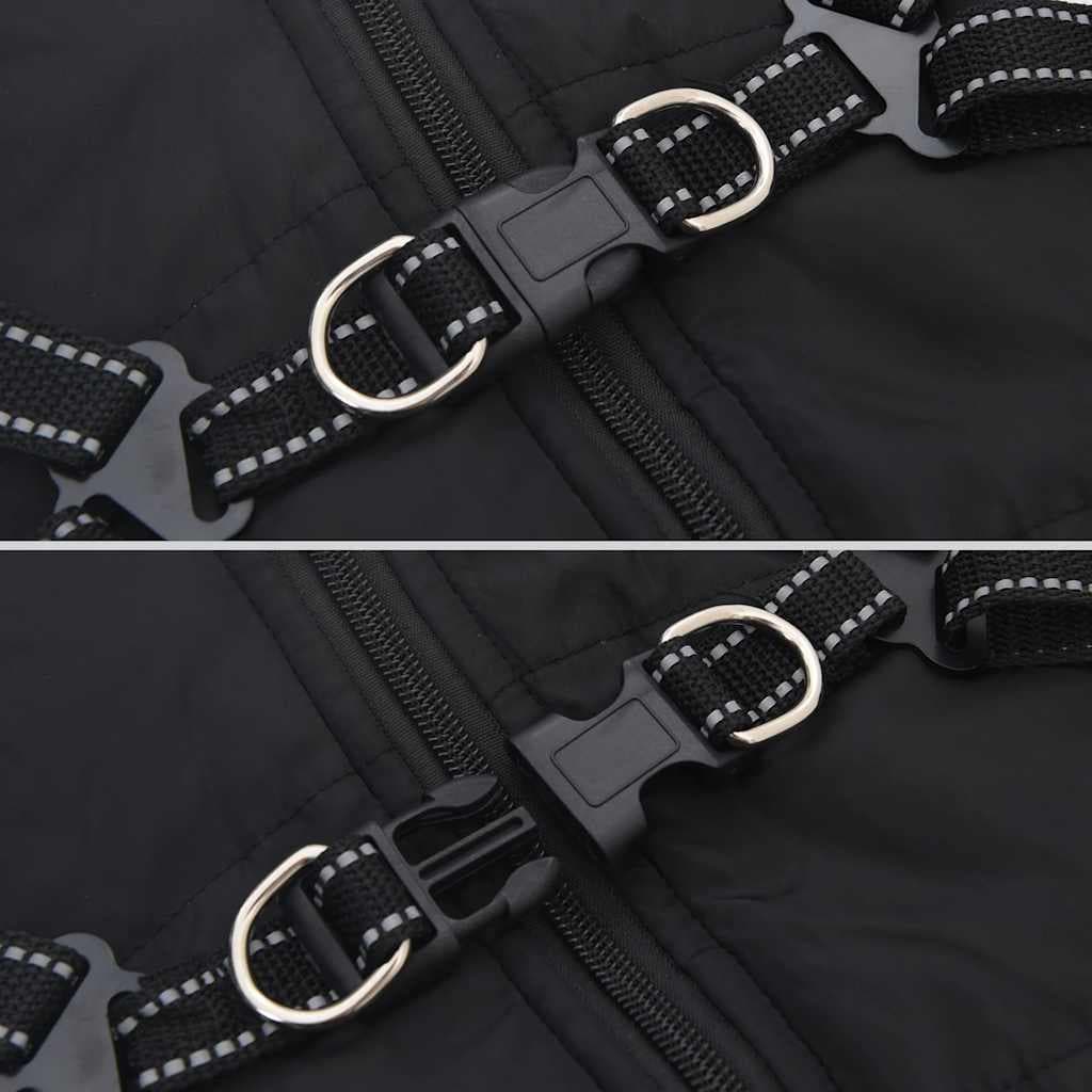 Cappotto Cani con Imbracatura Impermeabile Riflettente Nero L32 — miniatura 6 di 8
