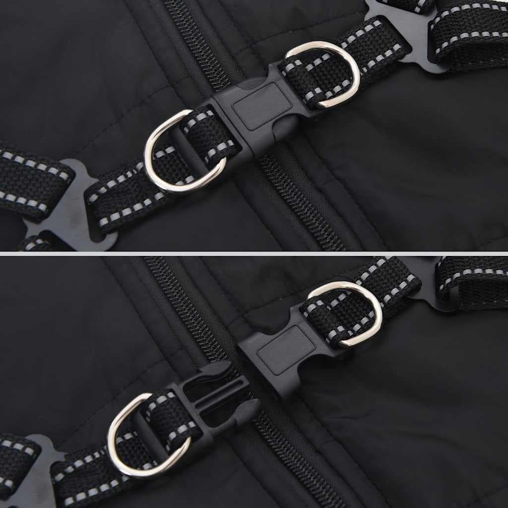 Cappotto Cani con Imbracatura Impermeabile Riflettente Nero L36 — miniatura 6 di 8