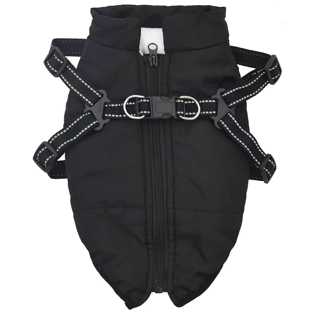 Cappotto Cani con Imbracatura Impermeabile Riflettente Nero L40 — miniatura 1 di 8
