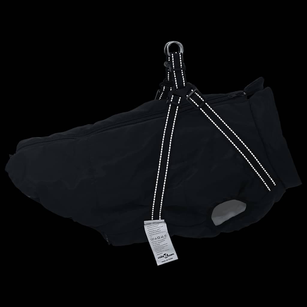 Cappotto Cani con Imbracatura Impermeabile Riflettente Nero L44 — miniatura 4 di 8