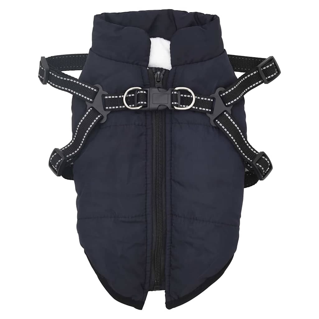 Cappotto Cani Imbracatura Impermeabile Riflettente Blu Navy L40 — miniatura 1 di 8