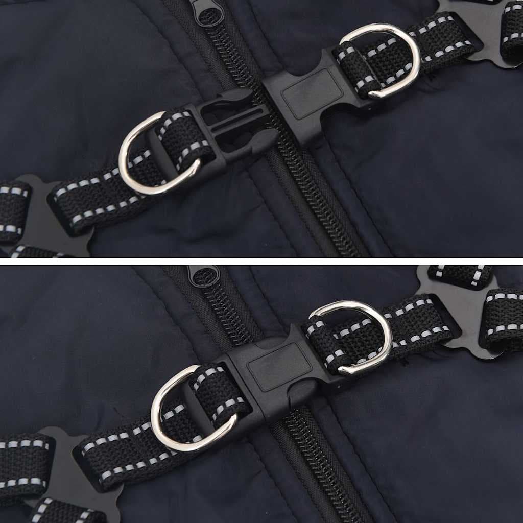Cappotto Cani Imbracatura Impermeabile Riflettente Blu Navy L40 — miniatura 6 di 8