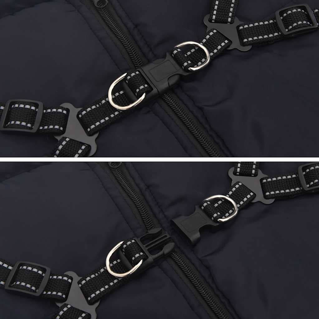 Cappotto Cani Imbracatura Impermeabile Riflettente Blu Navy L52 — miniatura 6 di 8