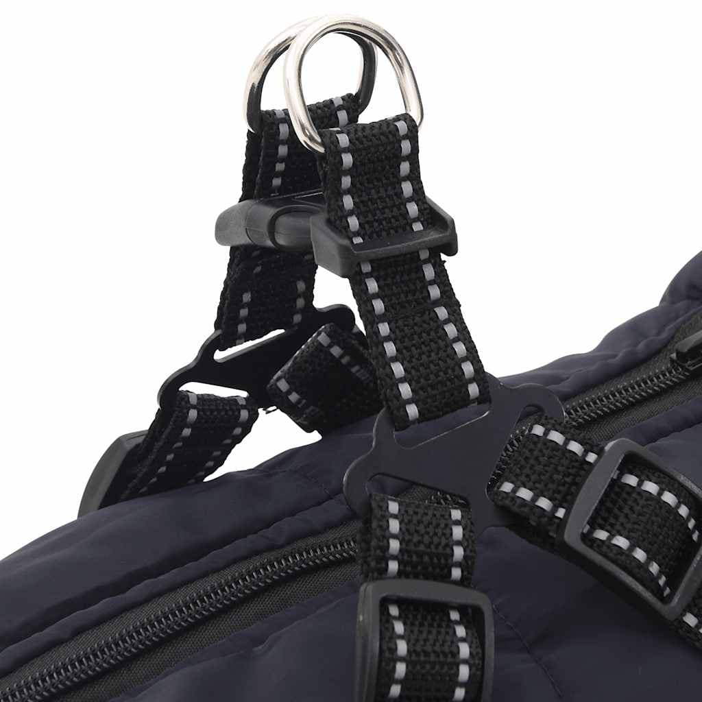 Cappotto Cani Imbracatura Impermeabile Riflettente Blu Navy L68 — miniatura 7 di 8