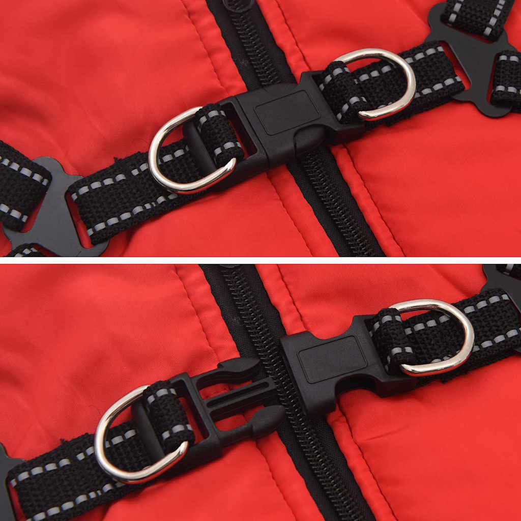 Cappotto Cani Imbracatura Impermeabile Riflettente Rosso L32 — miniatura 7 di 8