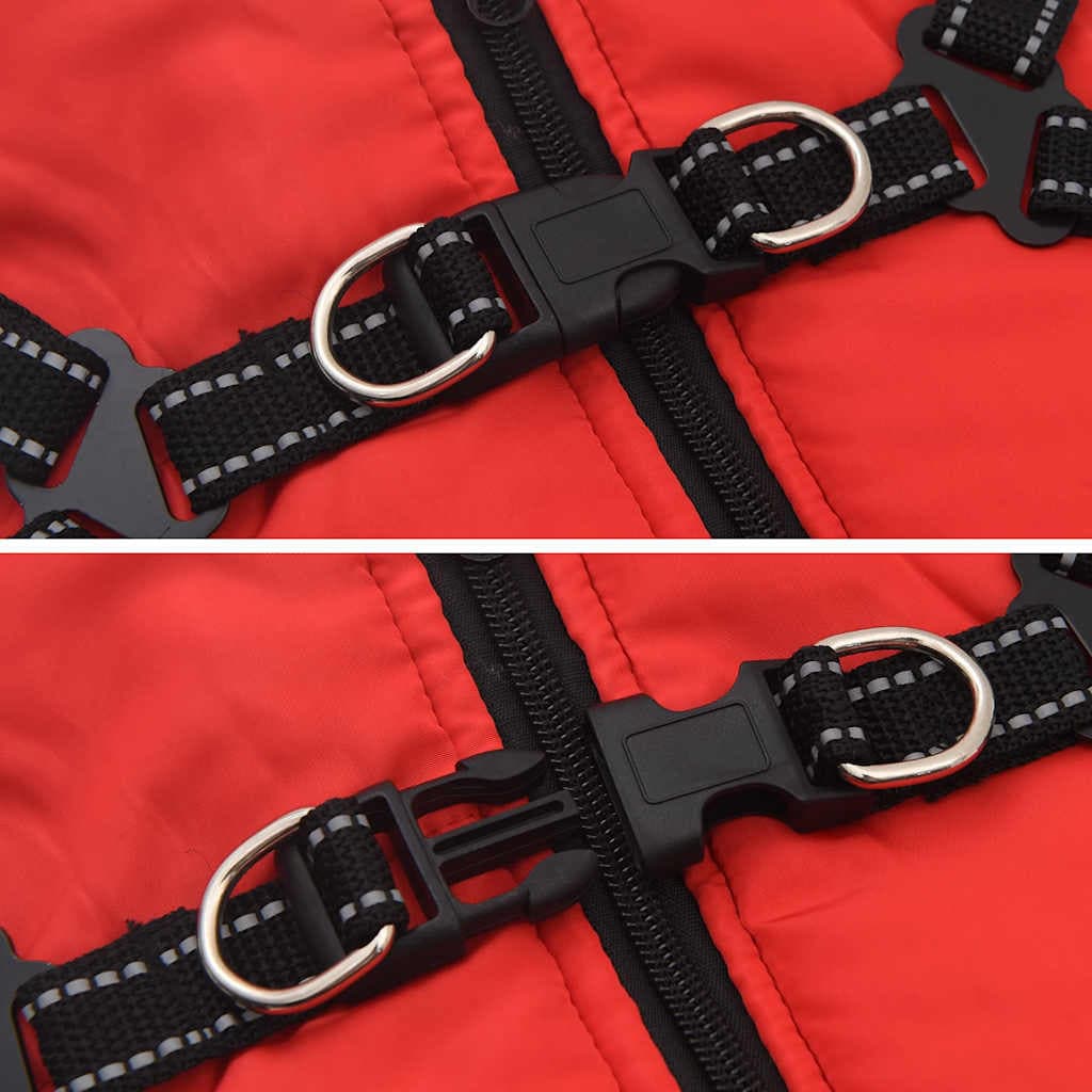 Cappotto Cani Imbracatura Impermeabile Riflettente Rosso L40 — miniatura 7 di 8