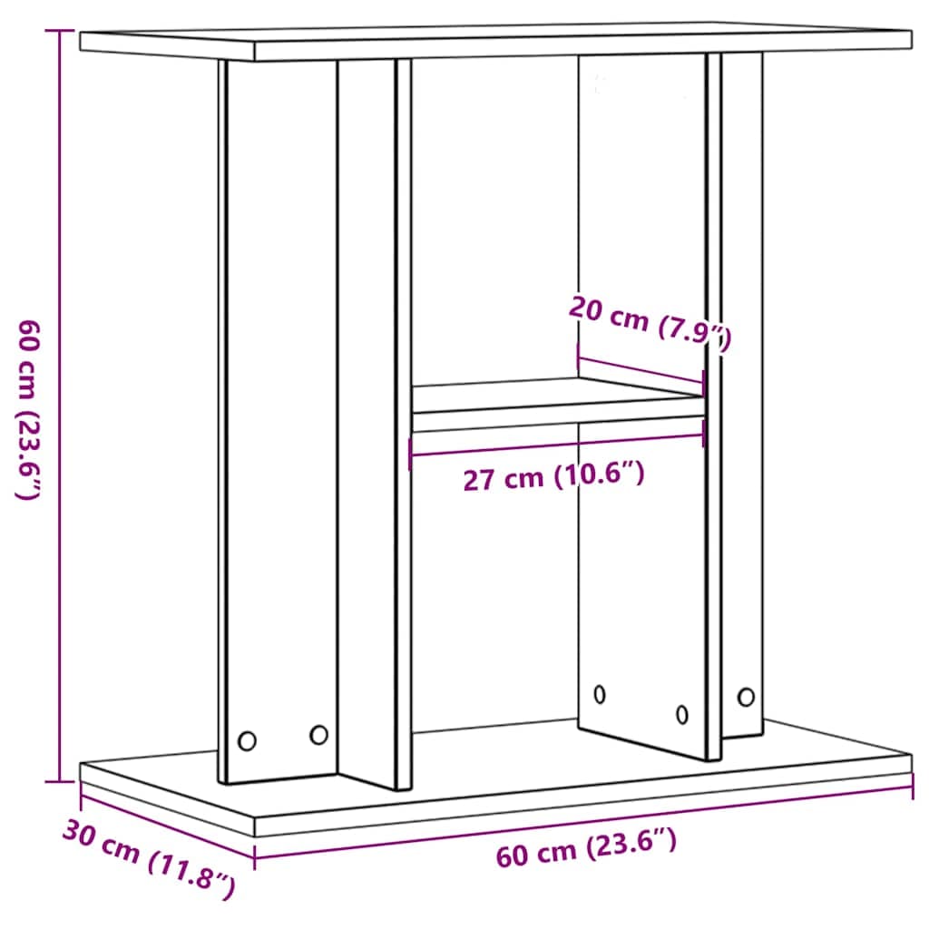 Supporto per acquario in legno antico 60x30x60 cm — miniatura 8 di 9