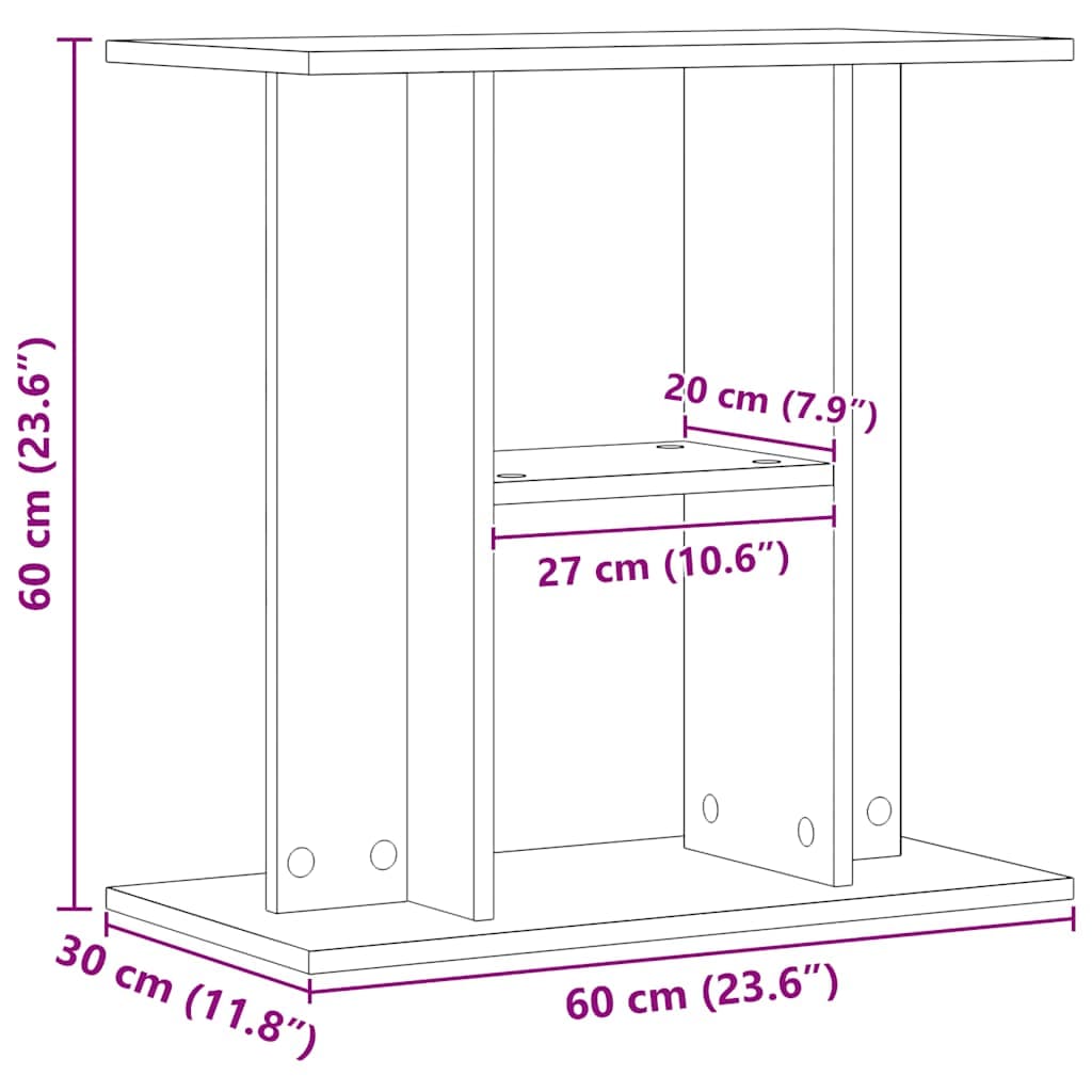 Supporto Acquario 60x30x60 cm Multistrato Rovere Artigianale — miniatura 8 di 9