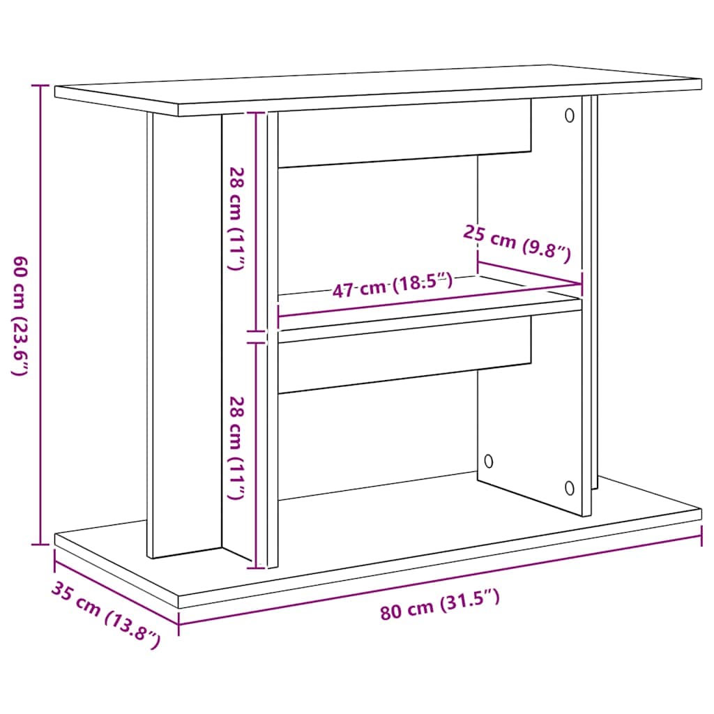Supporto per acquario in legno antico 80x35x60 cm — miniatura 8 di 9
