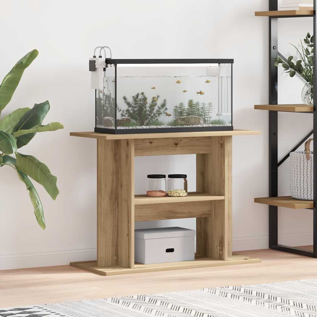 Supporto per acquario artigianale in rovere 80x35x60 cm — miniatura 1 di 9