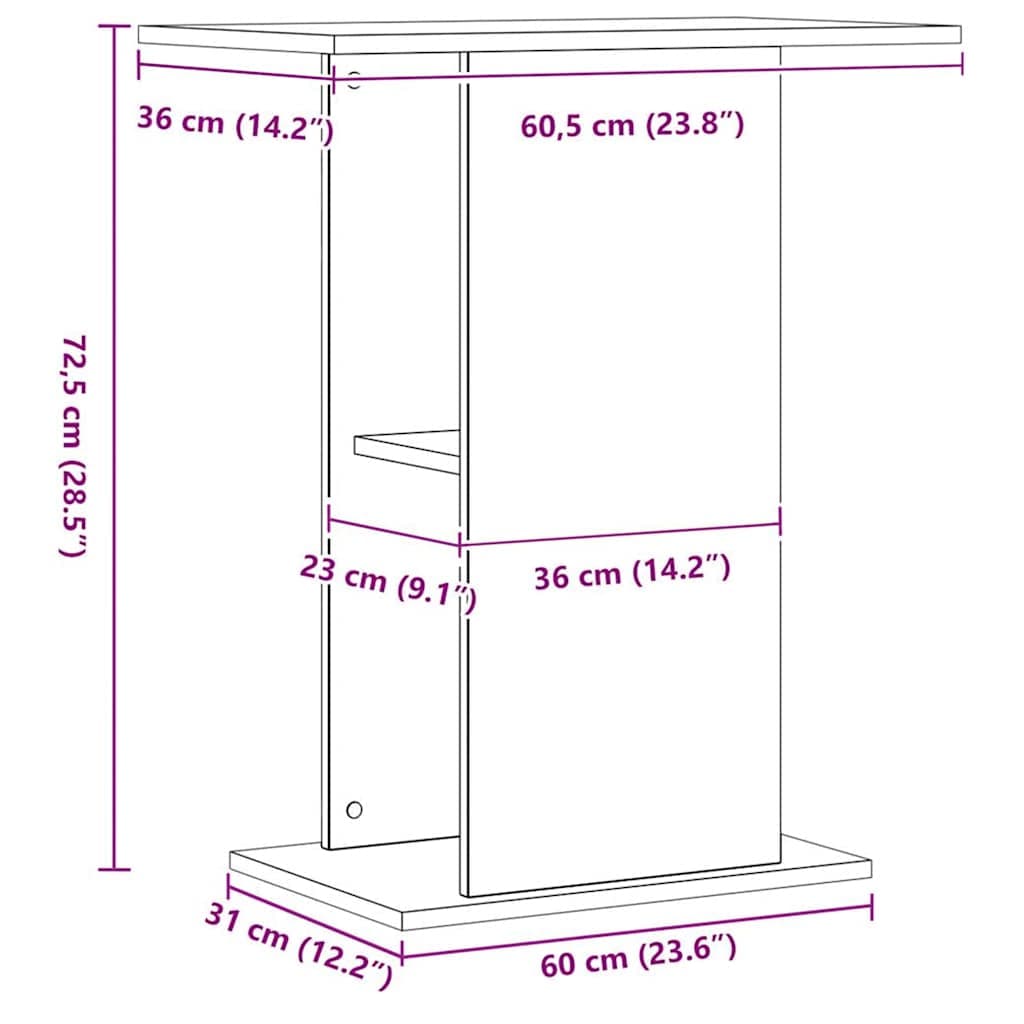 Supporto per acquario artigianale in rovere 36x60,5x72,5 cm — miniatura 8 di 9