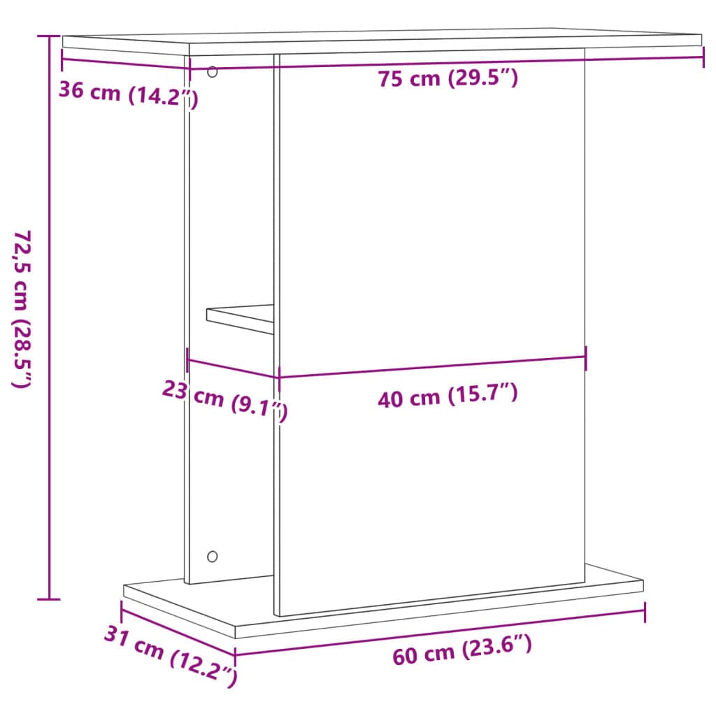 Supporto per acquario in legno vecchio 36x75x72,5 cm — miniatura 8 di 9