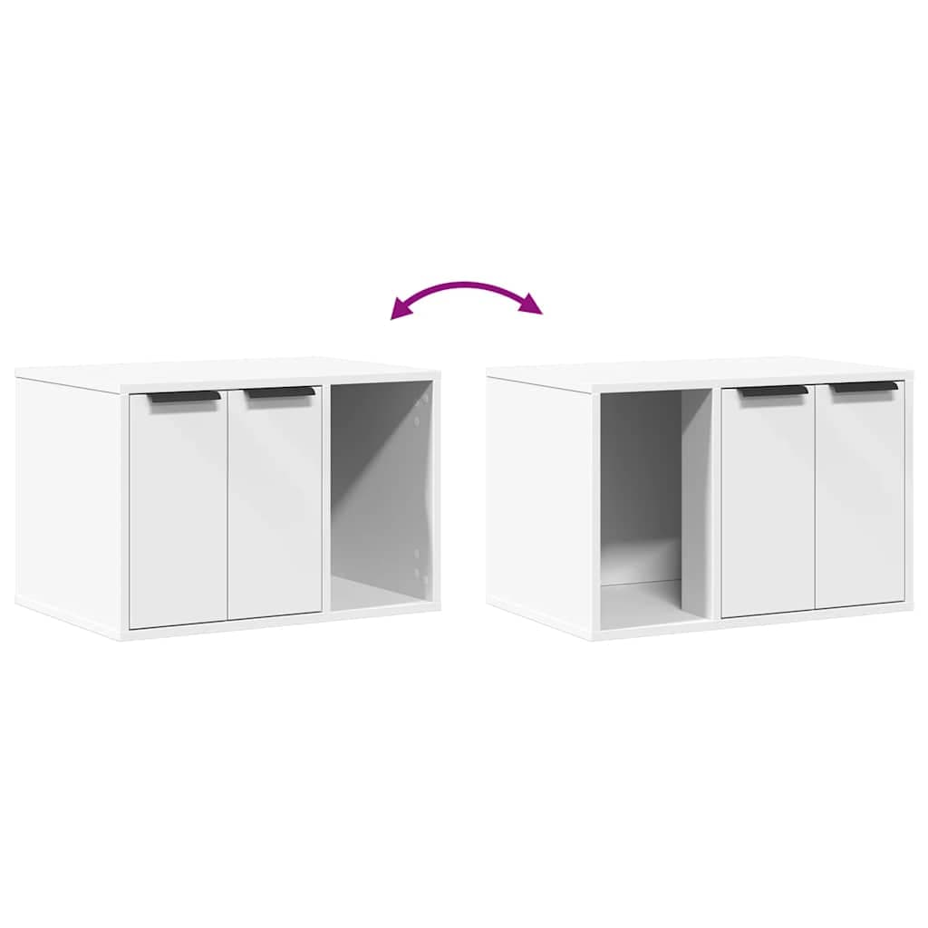 Recinto Lettiera Gatti Bianco 60x40x40 cm in Truciolato — miniatura 7 di 10