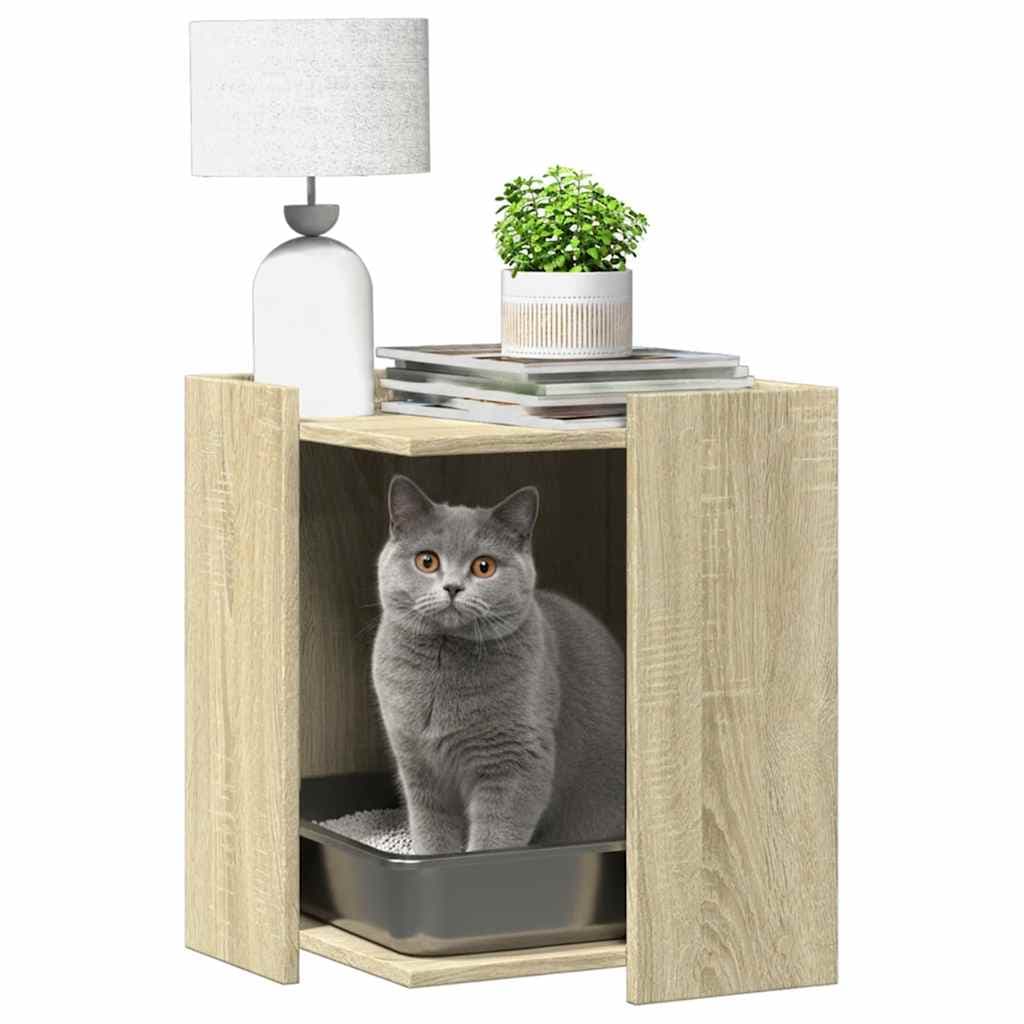 Rifugio per lettiera per gatti Rovere Sonoma 42 x 42 x 51 cm — miniatura 3 di 9