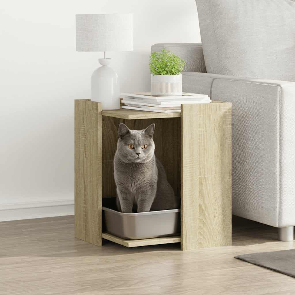 Rifugio per lettiera per gatti Rovere Sonoma 42 x 42 x 51 cm — miniatura 1 di 9