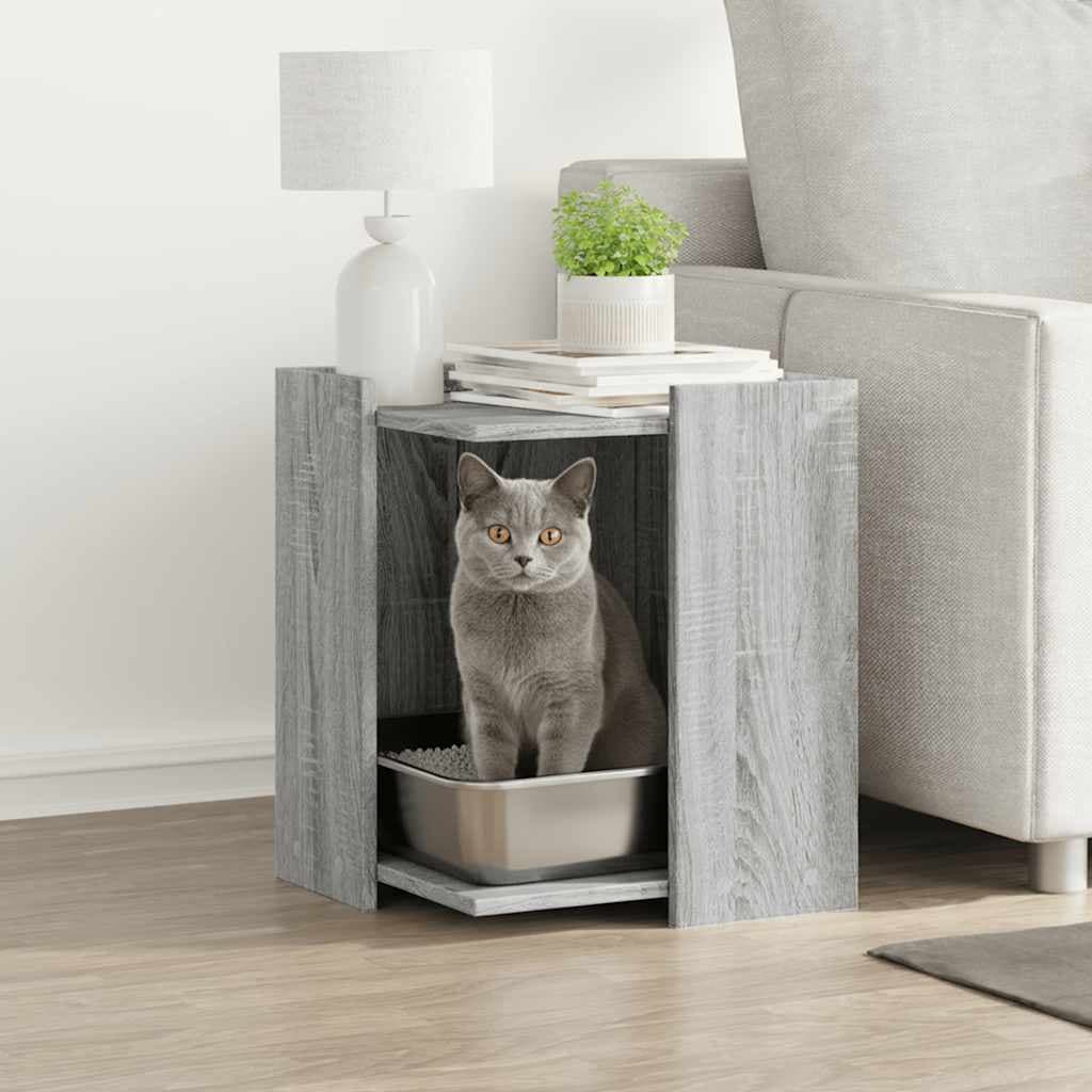 Rifugio per lettiera per gatti Sonoma grigio 42 x 42 x 51 cm — miniatura 1 di 10
