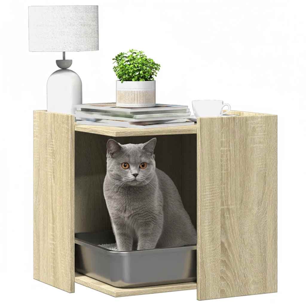 Rifugio per lettiera per gatti Rovere Sonoma 53 x 53 x 51 cm — miniatura 3 di 9