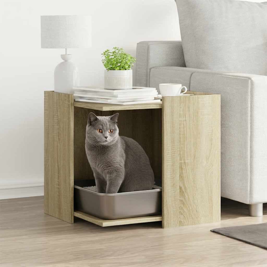 Rifugio per lettiera per gatti Rovere Sonoma 53 x 53 x 51 cm — miniatura 1 di 9