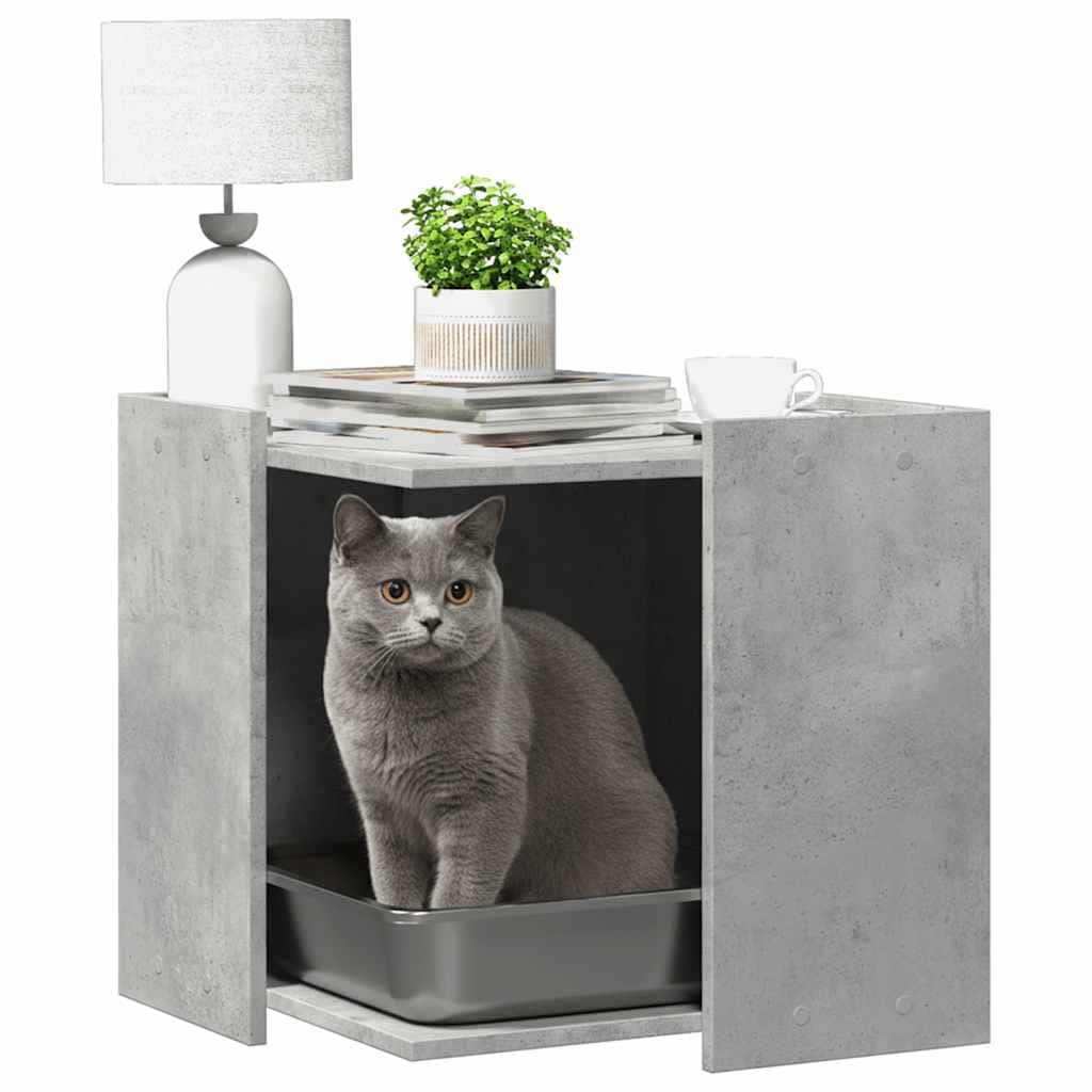Recinto Lettiera Gatti Grigio Cemento 53x53x51 cm in Truciolato — foto 3 di 9