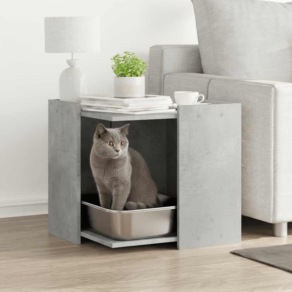 Recinto Lettiera Gatti Grigio Cemento 53x53x51 cm in Truciolato