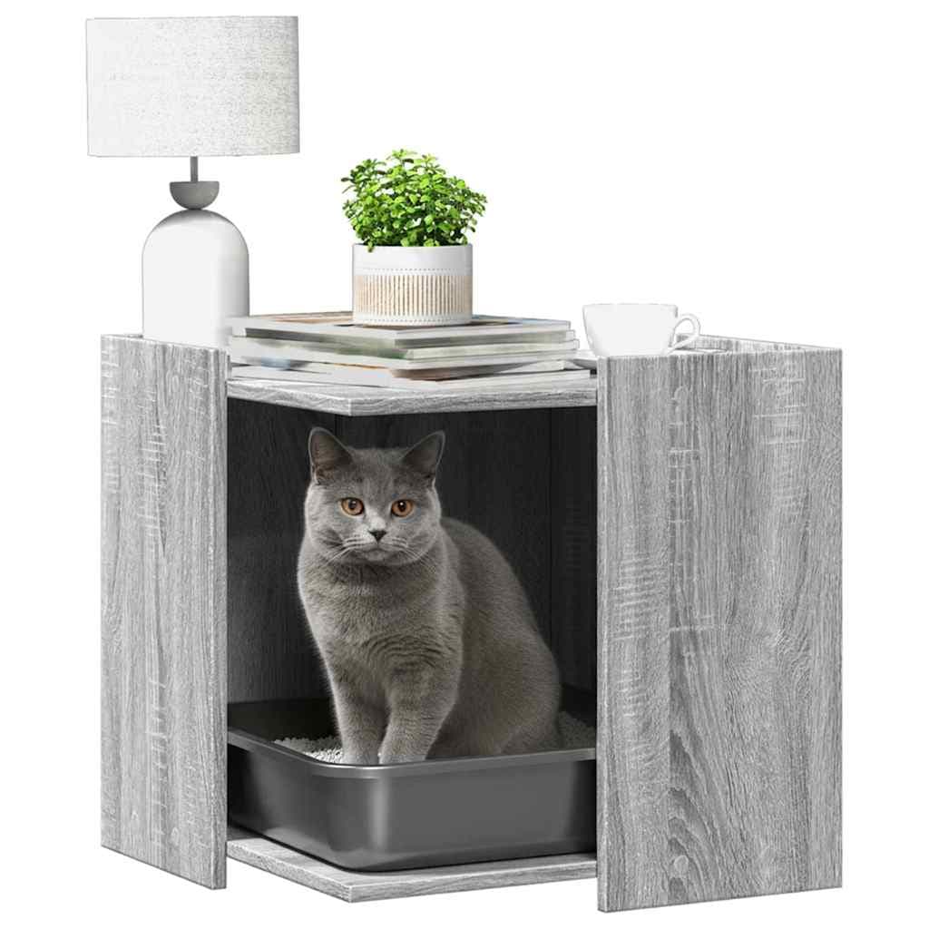 Rifugio per lettiera per gatti Sonoma grigio 53 x 53 x 51 cm — miniatura 3 di 9
