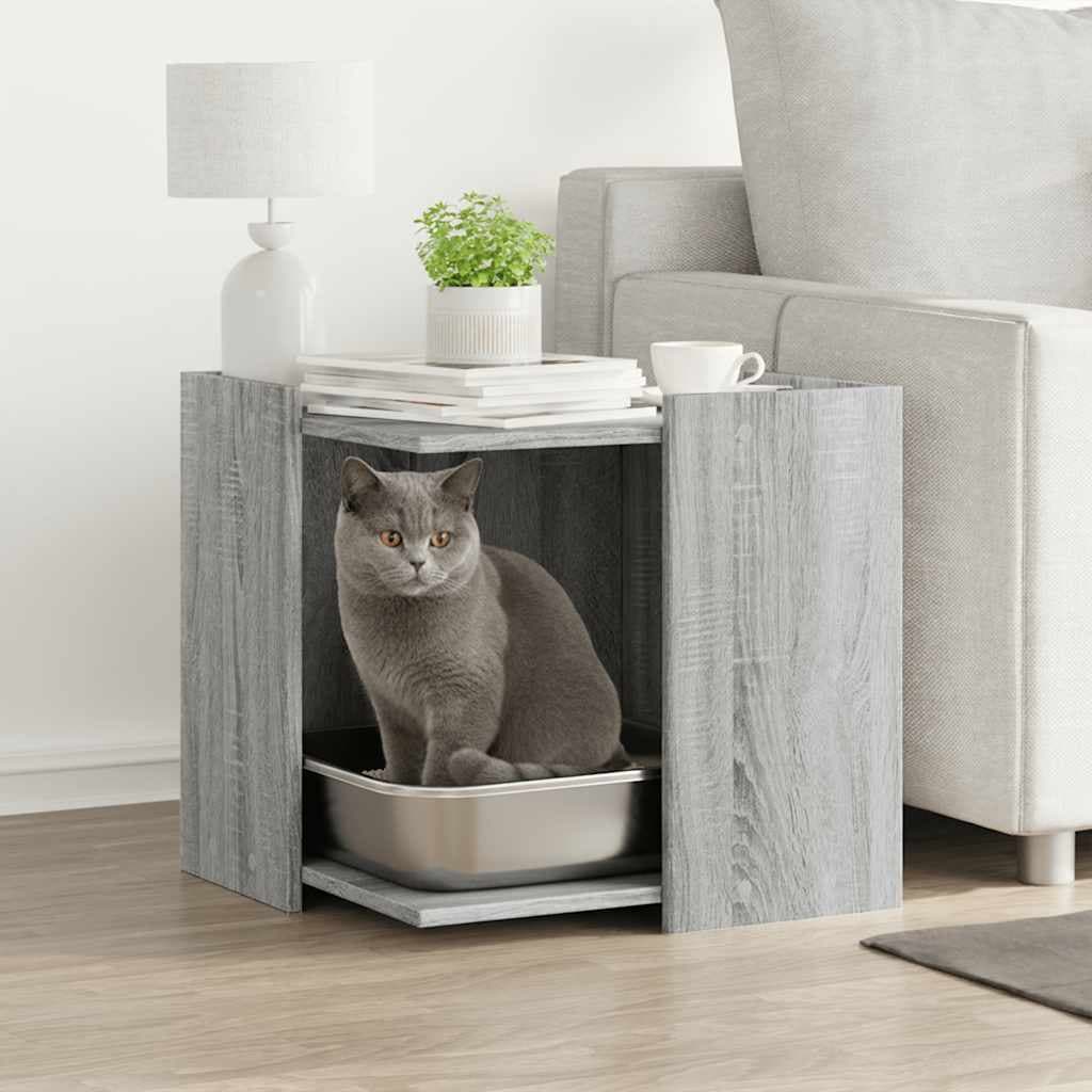 Rifugio per lettiera per gatti Sonoma grigio 53 x 53 x 51 cm — miniatura 1 di 9