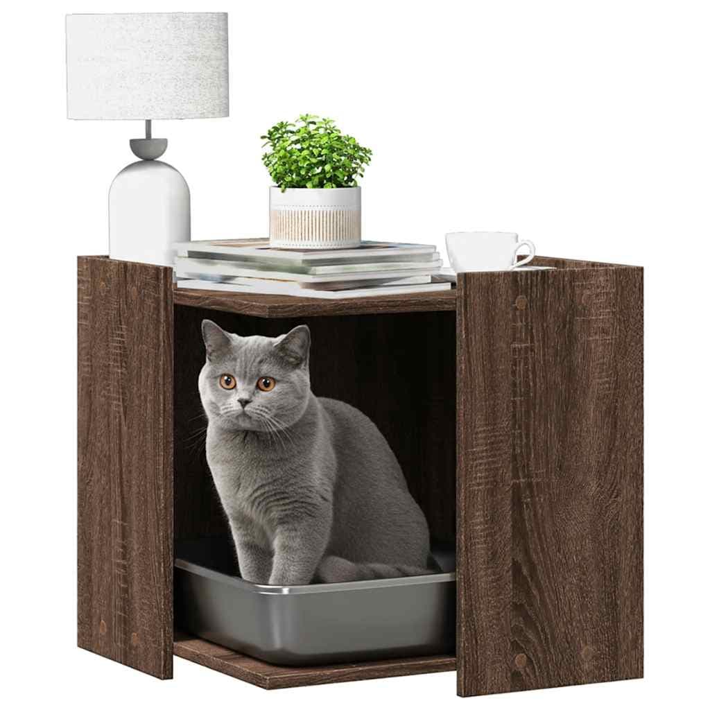 Recinto Lettiera Gatti Rovere Marrone 53x53x51 cm in Truciolato — foto 3 di 9