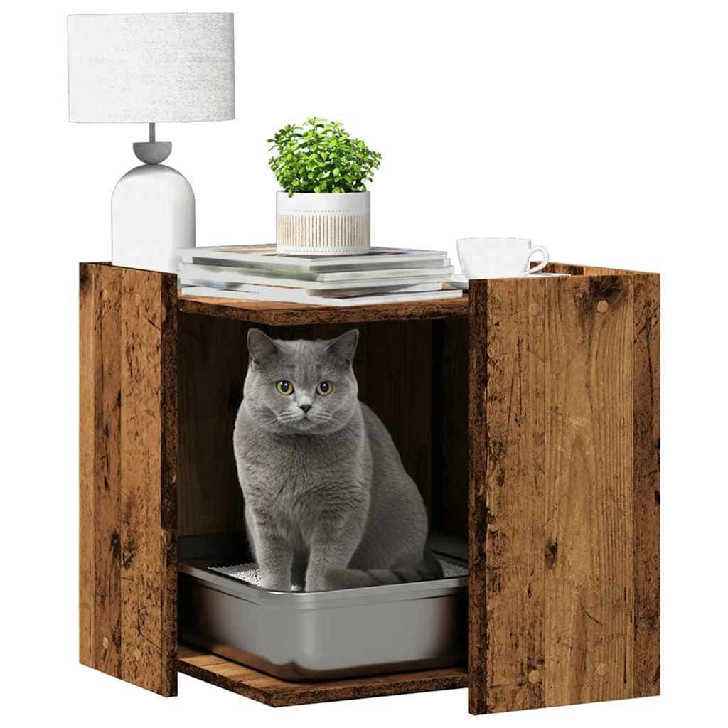 Rifugio per lettiera per gatti Legno antico 53 x 53 x 51 cm — miniatura 3 di 10