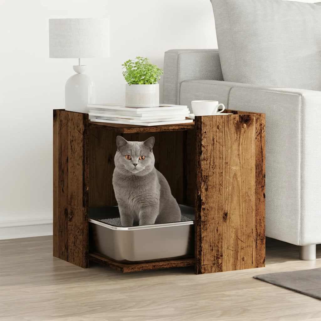 Rifugio per lettiera per gatti Legno antico 53 x 53 x 51 cm — miniatura 1 di 10